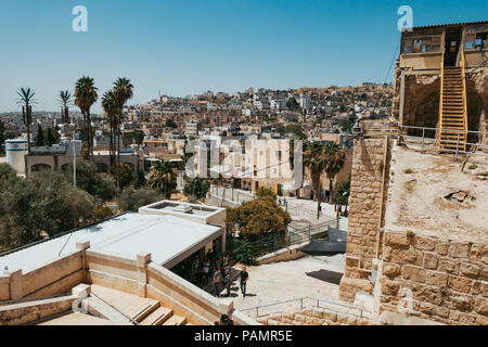 Der Eingang zur Höhle der Patriarchen von der jüdischen Seite, in Hebron, Israel Stockfoto