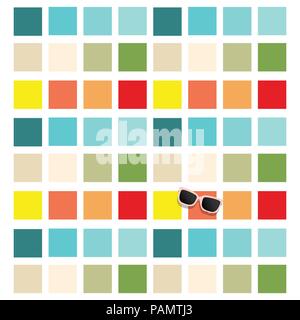 Sonnenbrillen in bunten Farben in quadratische Hintergrund für lebendige Sommer Konzept Stock Vektor