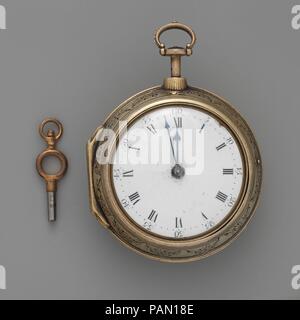 Uhr - Uhr. Kultur: Britische, London. Abmessungen: Durchmesser: 1 cm. (3,5 cm). Schöpfer: Uhrmacher: Daniel Delander (British, 1678-1733). Datum: Ca. 1705. Museum: Metropolitan Museum of Art, New York, USA. Stockfoto