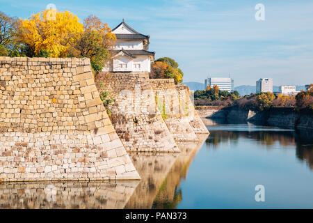 Burg von Osaka im Herbst in Japan Stockfoto
