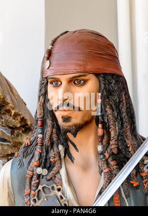 Genua, Italien - 4. Mai 2016: Johnny Depp als Captain Jack Sparrow, internationale Kino Museum in Genua, Italien. Museum mit Sammlungen über die Stockfoto