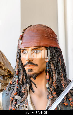 Genua, Italien - 4. Mai 2016: Johnny Depp als Captain Jack Sparrow, internationale Kino Museum in Genua, Italien. Museum mit Sammlungen über die Stockfoto