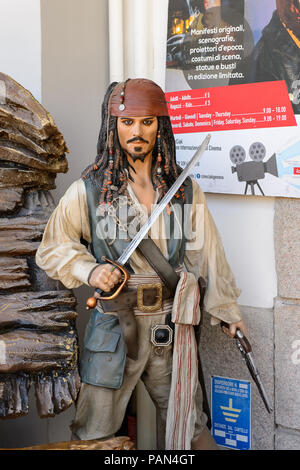 Genua, Italien - 4. Mai 2016: Johnny Depp als Captain Jack Sparrow, internationale Kino Museum in Genua, Italien. Museum mit Sammlungen über die Stockfoto