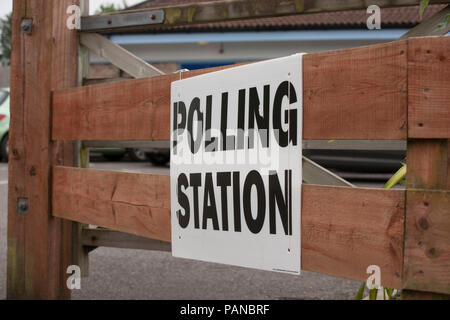 Ein Wahllokal signage in Gillingham North Dorset am Tag der EU/Brexit Referendum über Gehen oder bleiben die Europäische Union. 23.06.2016. Engla Stockfoto