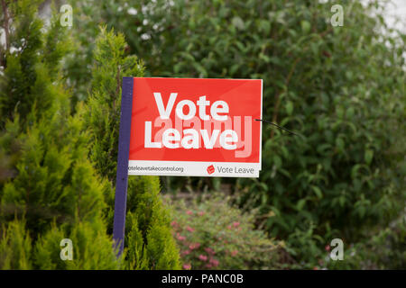 Abstimmung Zeichen verlassen am 23.6.2016 der Tag des EU/Brexit Referendum. Gillingham Dorset England UK GB Stockfoto