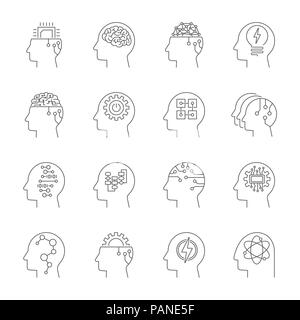Vertieftes Lernen. Künstliche Intelligenz Konzept. AI Köpfe Stock Vektor