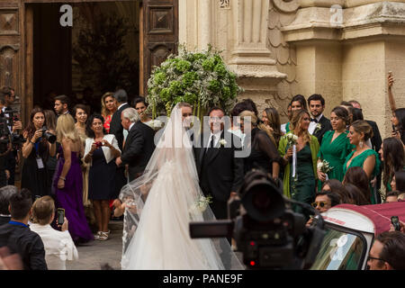 03/09/2016 lecce Chiesa di San Matteo di matrimonio cristel Carrisi con Davor Luksic Stockfoto