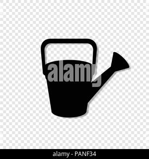 Schwarze Silhouette der Gießkanne Symbol, Vector Illustration, Zeichen, Symbol, Logo, Beschriftung, clip art auf transparentem Hintergrund isoliert. Stock Vektor