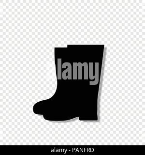 Schwarze Silhouette der Gärtner hohe Gummistiefel auf transparentem Hintergrund isoliert. Vector Illustration, Symbol, Logo, Schild, Etikett, für Design vorlage. Stock Vektor