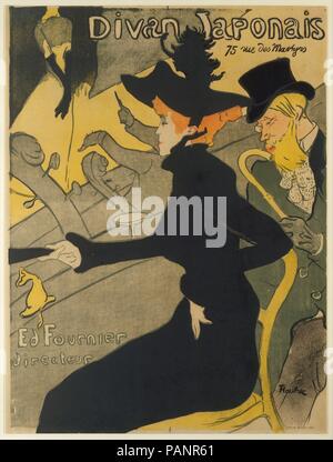 Divan Japonais. Künstler: Henri de Toulouse-Lautrec (Französisch, Albi 1864-1901 Saint-André-du-Bois). Abmessungen: 31-13/16 x 23-15/16 in. (80,8 x 60,8 cm). Datum: 1892-93. Divan Japonais war einer der vielen Café - Konzerte im späten 19. Jahrhundert in Paris besucht von Toulouse-Lautrec. Sein Poster Werbung das Nachtlokal verfügt über zwei seiner bevorzugten Montmartre stars, Yvette Guilbert und Jane Avril. Hier, Avril ist Zuschauer, nicht ein Darsteller, wie Sie sitzt in den Vordergrund mit Édouard Dujardin, ein dandyish Schriftsteller und Nachtclub Stammgast. In der linken oberen Ecke, auf der Bühne, ist den kopflosen Körper der Guil Stockfoto