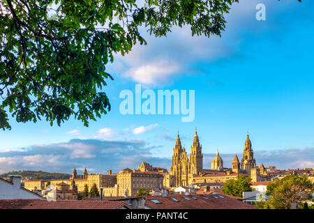 Blick auf die Kathedrale von Santiago de Compostela, Santiago de Compostela, Galicien, Spanien Stockfoto