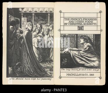 Der Prinz Fortschritt, und andere Gedichte. Artist: Verbindliche und Illustrationen von Dante Gabriel Rossetti (Briten, London 1828-1882 Birchington-on-Sea). Autor: Christina Georgina Rossetti (Briten, London 1830-1894 London). Binder: Brennen (London). Abmessungen: 7 x 4 1/2 in. (17,8 x 11,4 cm). Engraver: William James Linton (Briten, London 1812-1897 New Haven, Connecticut). Drucker: R. Ton, Sohn (s), und Taylor (London). Herausgeber: Macmillan & Co. in London. Datum: 1866. Nach der Veröffentlichung von Christina Rossetti der Goblin Market in 1862, Dante Gabriel Rossetti half Zweite seiner Schwester volum starten Stockfoto