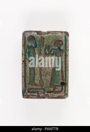 Amuletic Plakette von Paser, der Wesir von Seti I und Ramses II. Abmessungen: H 2 cm (13/16 in.); W. 1,4 cm (9/16 in.); D. 0,6 cm (1/4 in.). Dynastie: Dynasty 19. Schirmherr: Paser (wesir unter Seti I und Ramses II). Datum: Ca. 1294-1213 v. Chr.. Museum: Metropolitan Museum of Art, New York, USA. Stockfoto