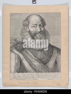 Portrait von Maximilien de Béthune, Duc de Sully. Artist: Jakob Matham (Niederländischen, Haarlem Haarlem 1571-1631); Nach Elias van den Bosche (Flämisch, aktive Köln und Antwerpen, Ca. 1600-1620). Abmessungen: Blatt (getrimmte): 14. × 10 cm. (35,6 × 27 cm). Herausgeber: Paul de La Houve (Paris). Datum: 1612. Museum: Metropolitan Museum of Art, New York, USA. Stockfoto