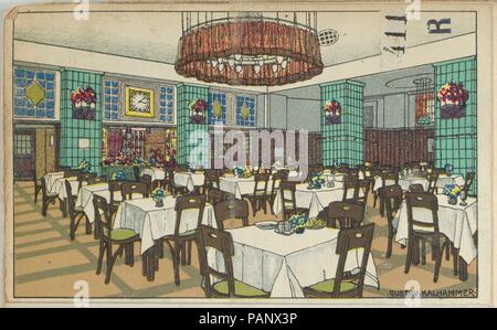 National Railway Station Restaurant, Wien X, Josef Pohl (Restaurant Staatsbahnhof, Wien X, Josef Pohl). Artist: Gustav Kalhammer (Österreichische, Wien 1886-1919/20 (?) Wien). Maße: Blatt: 3 9/16 x 5 1/2 in. (9 x 14 cm). Herausgeber: Wiener Werkstätte. Datum: 1911. Museum: Metropolitan Museum of Art, New York, USA. Stockfoto