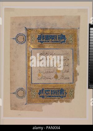 Folio aus der Koran Manuskript. Abmessungen: 14 1/2 x 10 7/8 in. (36,8 x 27,6 cm). Datum: Anfang des 14. Jahrhunderts. Museum: Metropolitan Museum of Art, New York, USA. Stockfoto