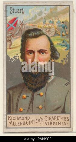 James Ewell Brown "Jeb" Stuart, aus dem großen Feldherren-Serie (N15) für Allen & Ginter Zigaretten Marken. Maße: Blatt: 2 3/4 x 1 1/2 in. (7 x 3,8 cm). Lithograph: George S. Harris & Söhne (Amerikanische, Philadelphia). Herausgeber: Allen&Ginter (Amerikanische, Richmond, Virginia). Datum: 1888. Handel Karten aus dem 'großen Generäle'-Reihe (N15), im Jahre 1888 in einer Reihe von 50 ausgestellten Karten Allen&Ginter Marke Zigaretten zu fördern. Museum: Metropolitan Museum of Art, New York, USA. Stockfoto