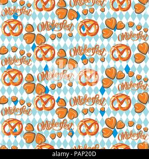 Die nahtlose Vektor Oktoberfest Muster. Brezel Abbildung. Stock Vektor