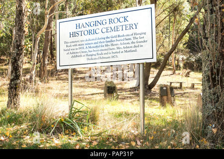 Hanging Rock historische Friedhof, NSW, Australien. Stockfoto