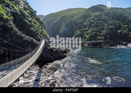 Afrika, Südafrika, East Cape, Tsitsikamma National Park, Storms River Mouth, Suspension Bridge Stockfoto