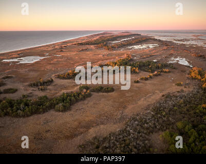 USA, Virginia, Luftaufnahme von Virginia Küste finden, Atlantik, Strand bei Sonnenuntergang Stockfoto