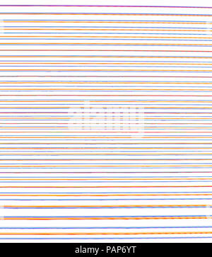 Horizontale unregelmäßige Entglätten farbige Linien auf weißem Hintergrund Stockfoto