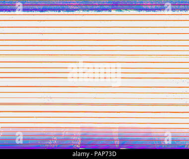 Horizontale unregelmäßige Linien der rot-orange und violett farbige Streifen von oben und unten im Bild Stockfoto