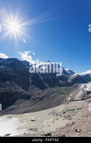 Österreich, Kärnten, Nationalpark Hohe Tauern, Grossglockner Gipfel, Pasterze Glacier und Johannisberg Stockfoto