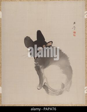 Katze von hinten gesehen. Artist: Kawabata Gyokusho (Japanisch, 1842-1913). Kultur: Japan. Abmessungen: 13 1/2 x 10 7/8 in. (34,3 x 27,6 cm). Datum: 1868. Museum: Metropolitan Museum of Art, New York, USA. Stockfoto