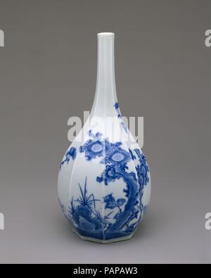 Flasche mit Pfingstrose und Rock. Kultur: Japan. Abmessungen: H. 9 1/16-in. (23 cm). Datum: 18. Museum: Metropolitan Museum of Art, New York, USA. Stockfoto