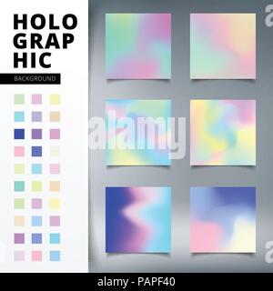 Abstrakte Schablonen set trendy buntes Licht lebendige Holographische verlaufshintergrund sie für Deckel, Flyer, Broschüre, Plakat, Business Design. Stock Vektor