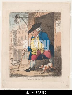 Watschelnd aus!. Artist: Thomas Rowlandson (Briten, London 1757-1827, London); nach George Moutard Woodward (Britisch, Ca. 1760-1809 London). Maße: Blatt: 11 5/8 x 9 1/16 in. (29,5 × 23 cm) Platte: 9 15/16 x 7 9/16-in. (25,2 × 19,2 cm). Herausgeber: Rudolph Ackermann, London (1794-1829). Datum: August 1, 1799. Museum: Metropolitan Museum of Art, New York, USA. Stockfoto