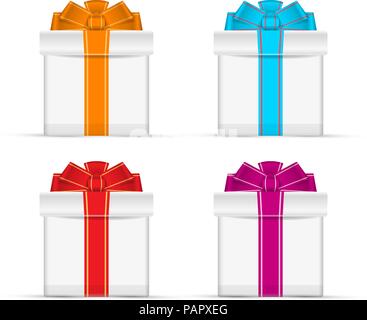 Leere Geschenkboxen mit bunten Bändern. Vektor Design Elemente für Sie Design Stock Vektor