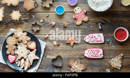 Selbstgebackene Lebkuchen Cookies Stockfoto