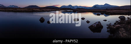 Lochan nah Achlaise Panoramaaussicht, Glen Coe Stockfoto