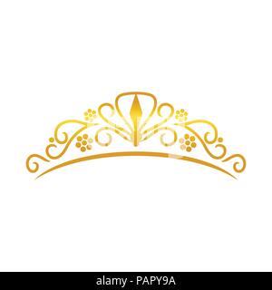 Beauty Golden Tiara Krone Vektor Symbol Grafik Logo Design Stock Vektor