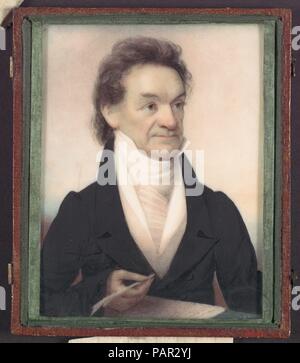 Edward Livingston. Artist: Anson Dickinson (1779-1852). Abmessungen: 4 1/8 x 3 1/4 in. (10,5 x 8,3 cm). Datum: Ca. 1827. Dickinson begann seine Karriere in New Haven und 1804 nach New York zog, die seine home base während einer etwas peripatetic Karriere bleiben würde. Edward Livingston (1764-1836) saß Dickinson am 3. Februar 1827, in Washington, D.C., wie in des Künstlers daybook aufgezeichnet wird. Der jüngste von Robert R. Livingston und Margaret's Beekman neun Kinder, Edward wird oft als "Jurist" ihm von anderen mit dem gleichen Namen in seiner erweiterten und produktivsten fam zu unterscheiden. Stockfoto