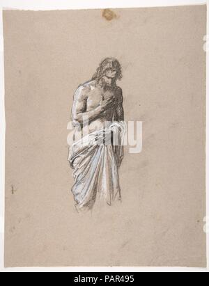 Studie für Clovis (Mitte registrieren; Studie für die Wandmalereien in der Kapelle Saint Remi, Sainte-Clotilde, Paris, 1858); Verso: Kopf eines Soldaten (unabhängig von sainte-clotilde Dekorationen). Artist: Isidore Pils (Französisch, Paris 1813/15-1875 Douarnenez). Abmessungen: 13 11/16 x 10 5/8 in. (34,8 x 27,0 cm). Datum: 19. Museum: Metropolitan Museum of Art, New York, USA. Stockfoto