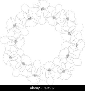 Vanda Miss Joaquim Orchid Umrisse Kranz. Singapur nationale Blume. Vector Illustration. Stock Vektor