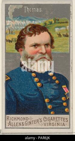 George Henry Thomas, von der großen Feldherren-Serie (N15) für Allen & Ginter Zigaretten Marken. Maße: Blatt: 2 3/4 x 1 1/2 in. (7 x 3,8 cm). Lithograph: George S. Harris & Söhne (Amerikanische, Philadelphia). Herausgeber: Allen&Ginter (Amerikanische, Richmond, Virginia). Datum: 1888. Handel Karten aus dem 'großen Generäle'-Reihe (N15), im Jahre 1888 in einer Reihe von 50 ausgestellten Karten Allen&Ginter Marke Zigaretten zu fördern. Museum: Metropolitan Museum of Art, New York, USA. Stockfoto