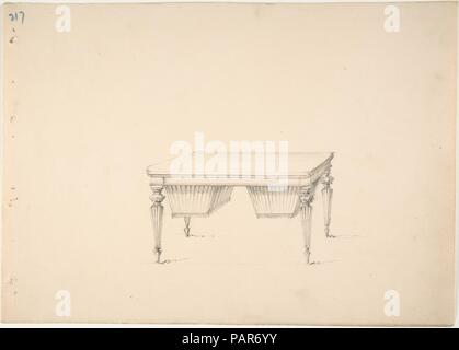 Design für einen Arbeitstisch mit Zwei gefederte Container (Verso: Skizze für den Schreibtisch). Artist: Anonyme, Briten, 19. Maße: Blatt: 8 13/16 x 12 3/16 in. (22,4 x 31 cm). Datum: Anfang des 19. Jahrhunderts. Museum: Metropolitan Museum of Art, New York, USA. Stockfoto