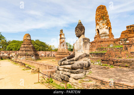 Thailand, Ayutthaya, Ruinen von Wat Mahathat Stockfoto