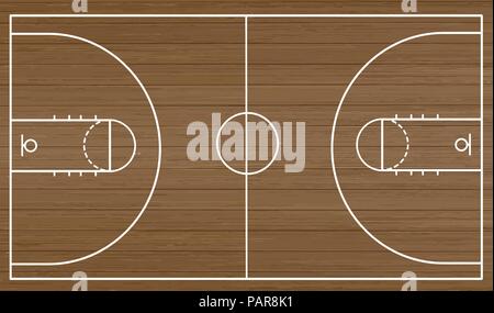 Basketballplatz auf Hartholz strukturierten Hintergrund, Vector Illustration Stock Vektor