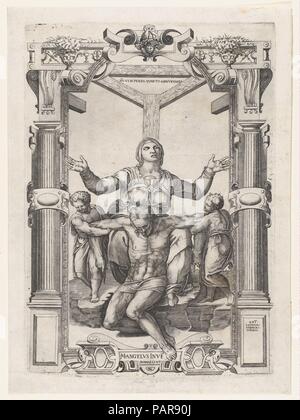 Pietà mit Engel vor dem Kreuz. Artist: Nach Michelangelo Buonarroti (Italienisch, Caprese 1475-1564 Rom). Abmessungen: Platte: 14 3/4 x 10 5/16 in. (37,5 x 26,2 cm) Blatt: 16 1/8 x 11 7/8 in. (41 x 30,1 cm). Engraver: Nicolas Beatrizet (Französisch, Lunéville 1515 - Ca. 1566 Rom (?)). Herausgeber: Antonio Lafreri (Französisch, Orgelet, Nord-Pas de Calais Ca. 1512-1577 Rom). Datum: 1547. Museum: Metropolitan Museum of Art, New York, USA. Stockfoto