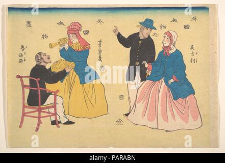 Englisch und Russisch Paare. Artist: Utagawa Yoshitora (Japanisch, aktive Ca. 1850-80). Kultur: Japan. Abmessungen: Bild: 10 1/16 x 14 7/16 in. (25,6 x 36,7 cm). Datum: Monat 1, 1861. Museum: Metropolitan Museum of Art, New York, USA. Stockfoto