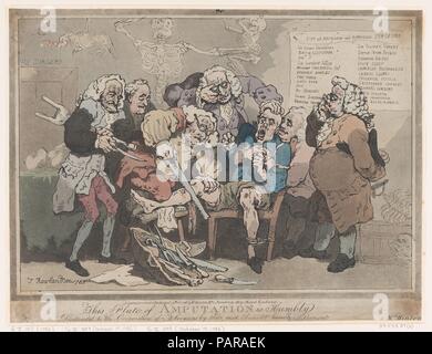 Amputation. Artist: Thomas Rowlandson (Briten, London 1757-1827 London). Maße: Blatt: 11. × 14 7/16 in. (28 × 36,6 cm). Herausgeber: William Hinton (Briten, aktive London, 1779-86). Datum: Februar 17, 1786. Museum: Metropolitan Museum of Art, New York, USA. Stockfoto