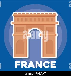 Frankreich Kultur Design mit Arc de triomphe Symbol auf blauem Hintergrund, farbenfrohen Design. Vector Illustration Stock Vektor