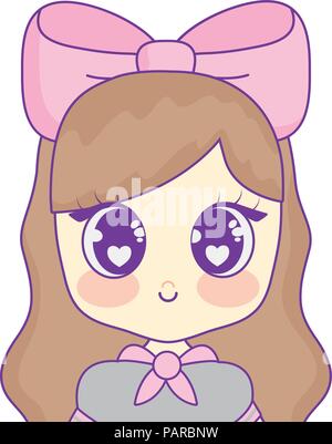 Anime Mädchen Zeichen auf weißem Hintergrund, Vector Illustration Stock Vektor