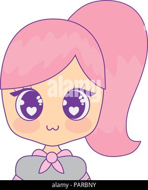 Anime Mädchen Zeichen auf weißem Hintergrund, Vector Illustration Stock Vektor