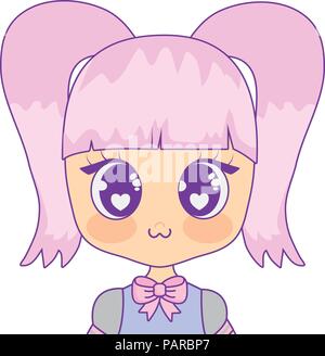 Anime Mädchen Zeichen auf weißem Hintergrund, Vector Illustration Stock Vektor
